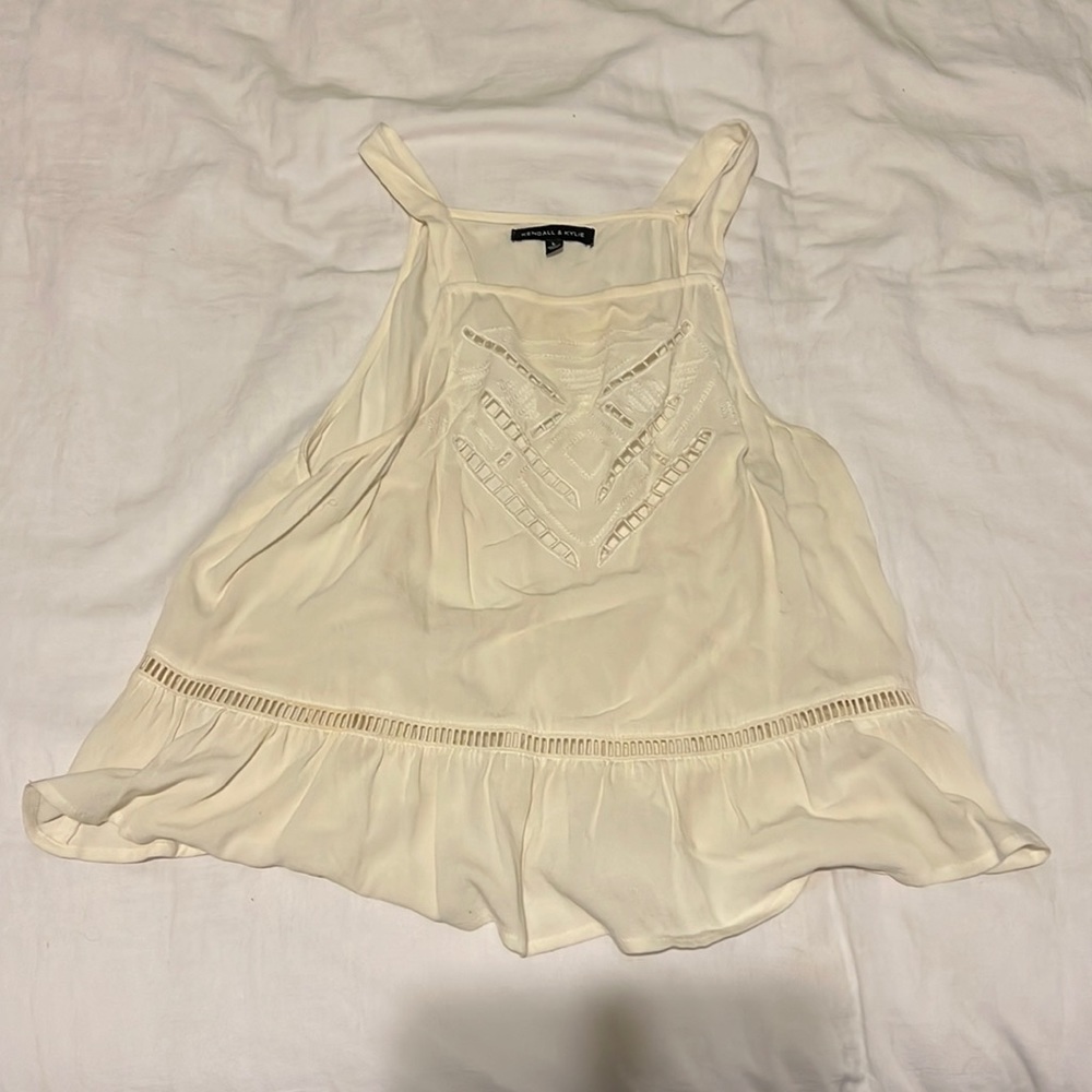 Cute White Top With Panel Detail